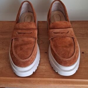 PLG Patina Suede Zoe Chunky Lug Sole Loafers Size 11